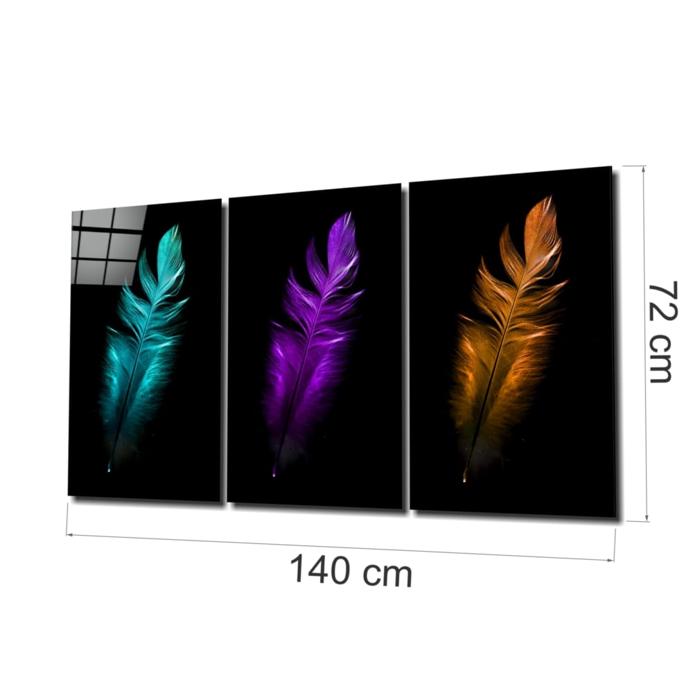 Bird Feathers UV Digital Painted Frameless Glass Wall Art or Decor - Art Gallery EU - 1