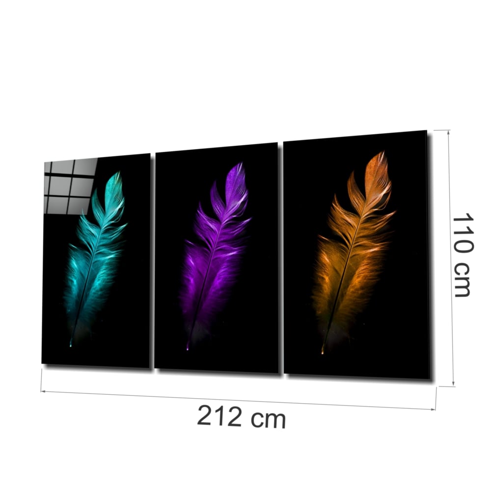 Bird Feathers UV Digital Painted Frameless Glass Wall Art or Decor - Art Gallery EU - 2