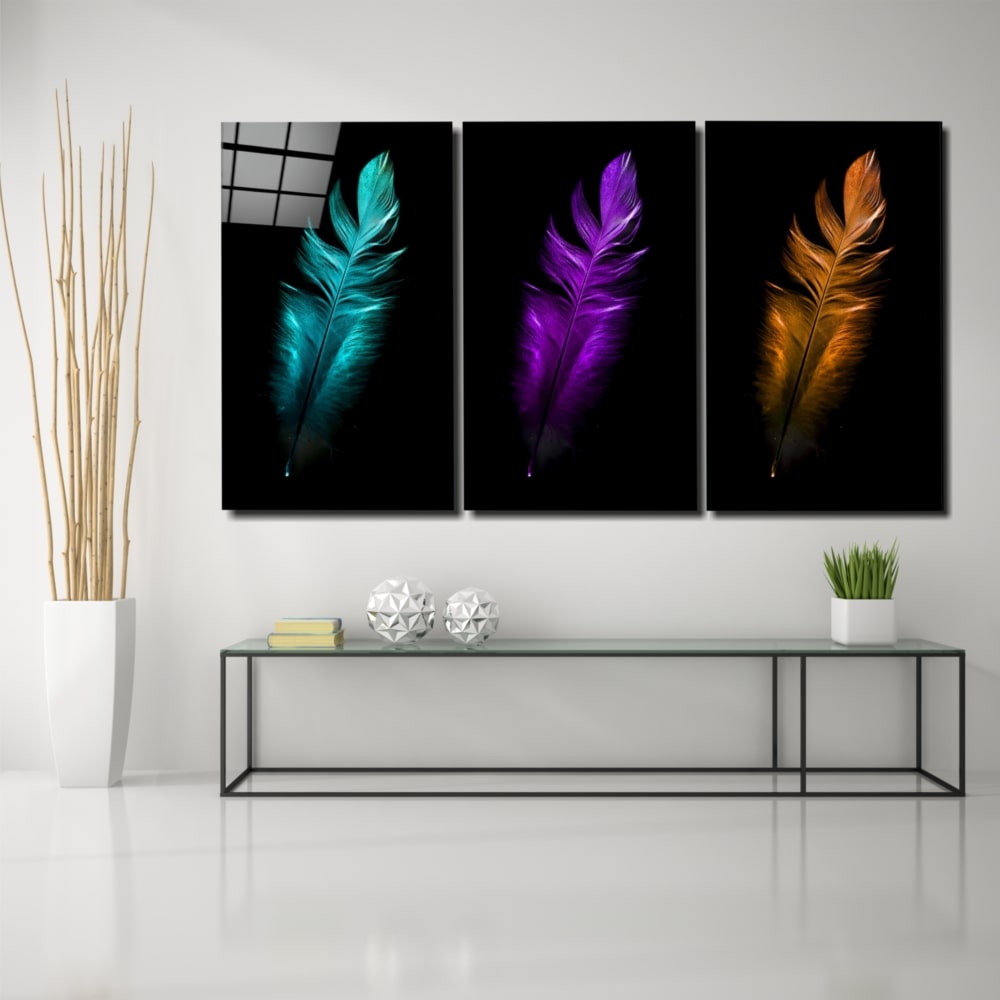 Bird Feathers UV Digital Painted Frameless Glass Wall Art or Decor - Art Gallery EU - 4