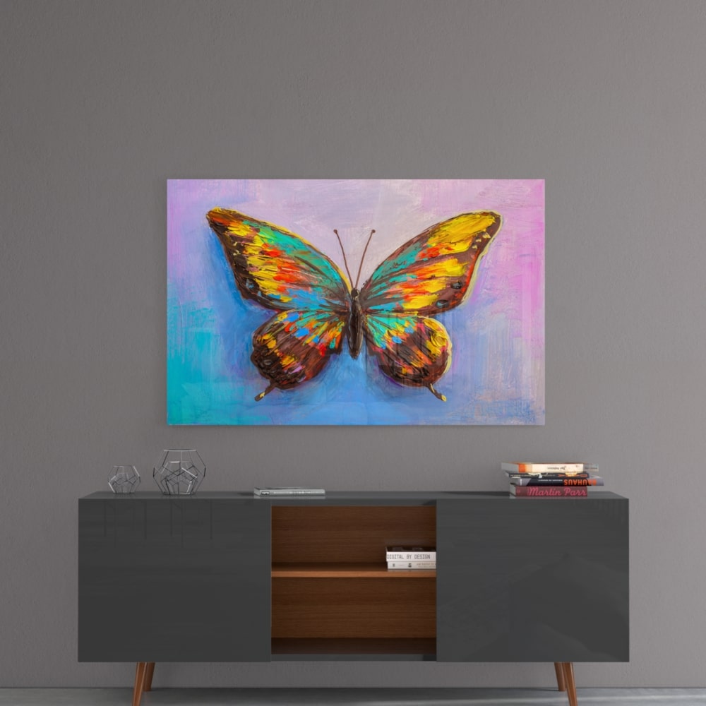 Butterfly Glass UV Digital Painted Frameless Glass Wall Art or Decor - Art Gallery EU - 4