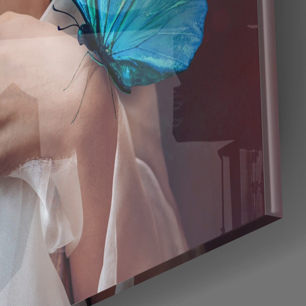 Butterfly Woman UV Digital Painted Frameless Glass Wall Art or Decor - Art Gallery EU - 2