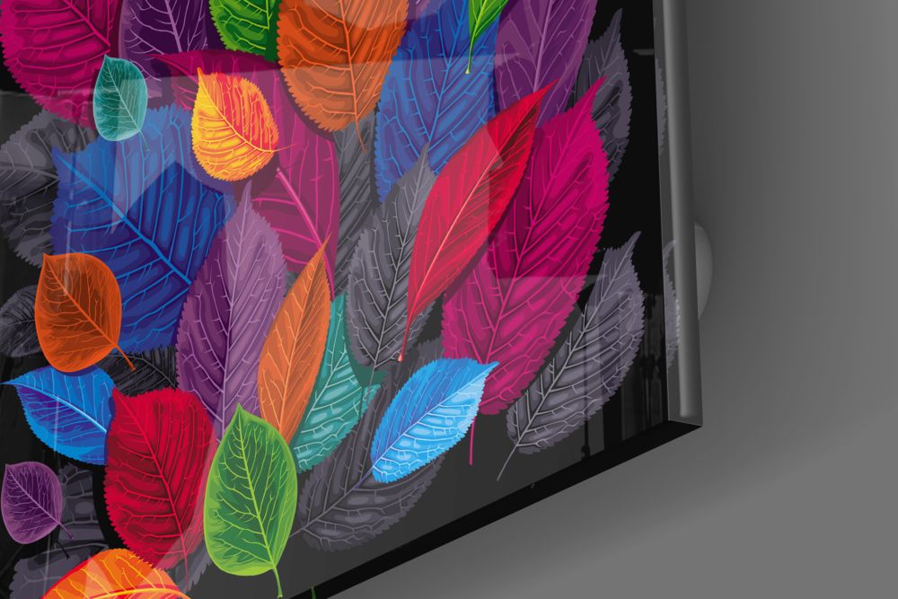 Colorful Leaves UV Digital Painted Frameless Glass Wall Art or Decor - Art Gallery EU - 1
