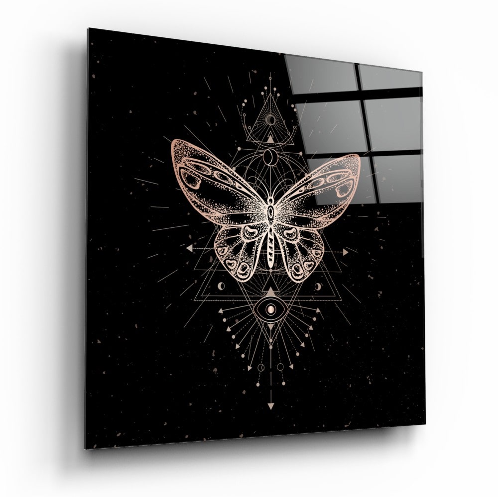 Da Vinci Butterfly UV Digital Painted Frameless Glass Wall Art or Decor - Art Gallery EU - 1