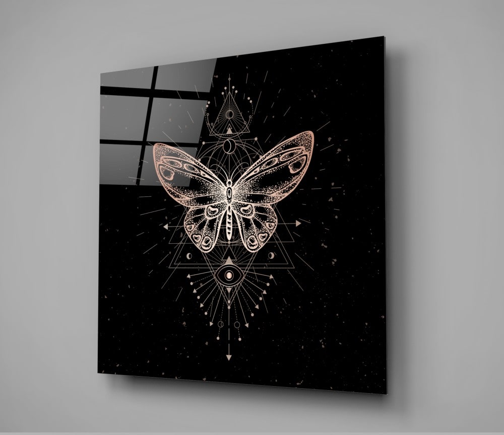 Da Vinci Butterfly UV Digital Painted Frameless Glass Wall Art or Decor - Art Gallery EU - 2