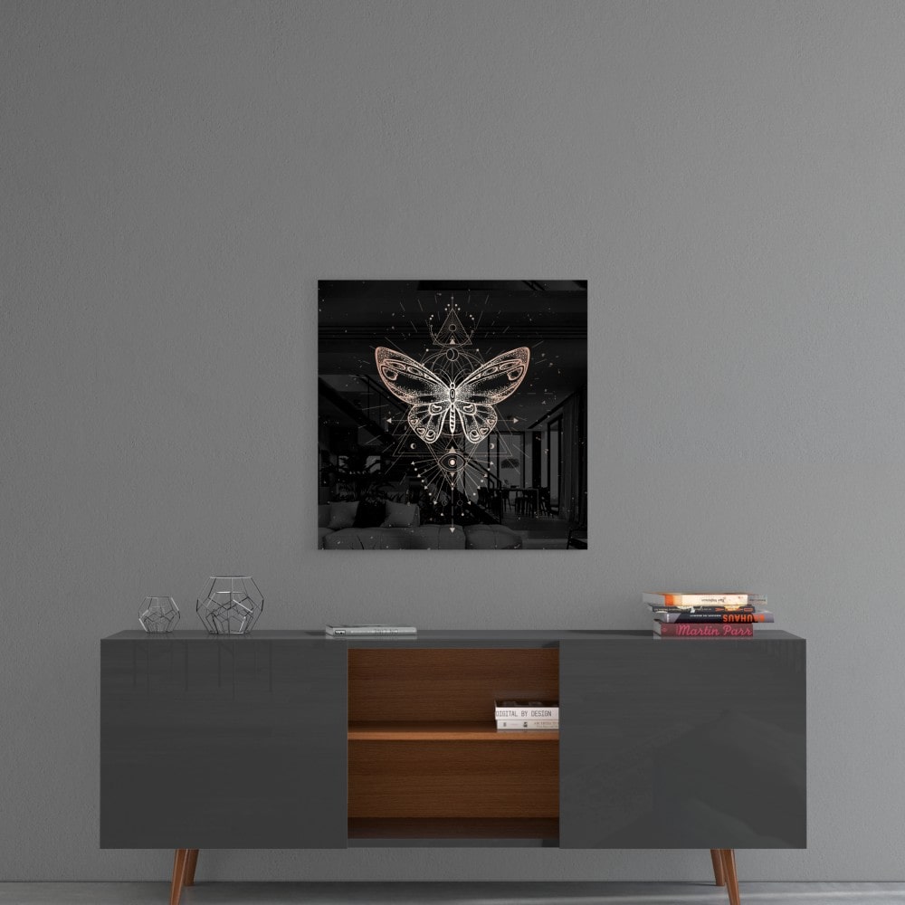 Da Vinci Butterfly UV Digital Painted Frameless Glass Wall Art or Decor - Art Gallery EU - 4