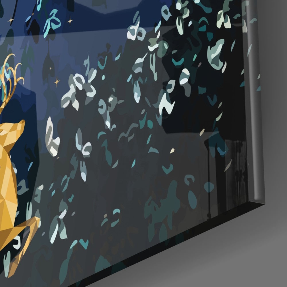 Golden Deers UV Digital Painted Frameless Glass Wall Art or Decor - Art Gallery EU - 1