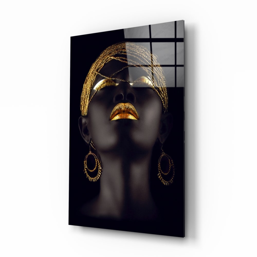 Golden Woman UV Digital Painted Frameless Glass Wall Art or Decor - Art Gallery EU - 3