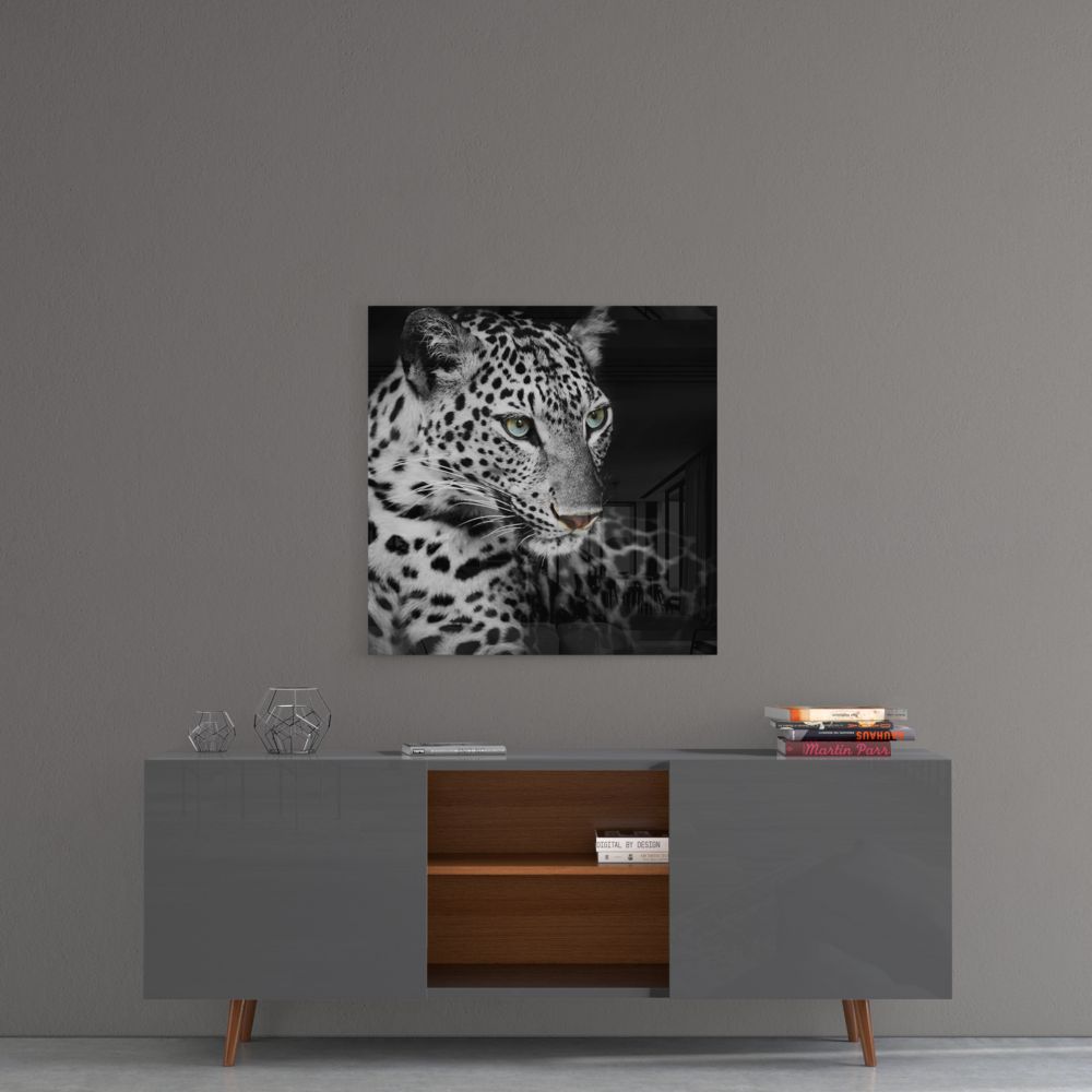 Leopard White UV Digital Painted Frameless Glass Wall Art or Decor - Art Gallery EU - 4