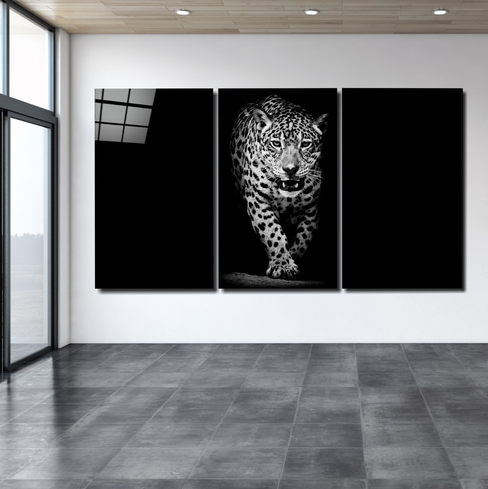 Leopard in the Dark UV Digital Painted Frameless Glass Wall Art or Decor - Art Gallery EU - 4