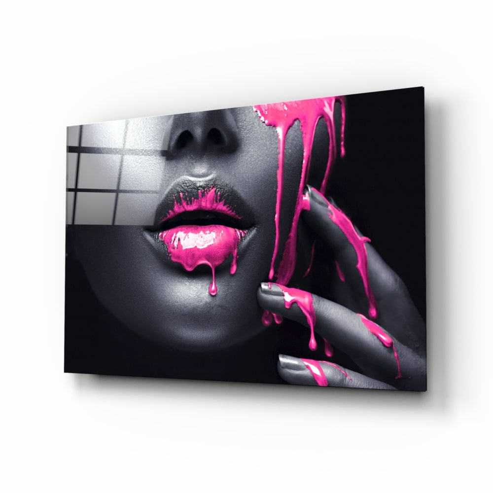 Pink Painted Woman UV Digital Painted Frameless Glass Wall Art or Decor - Art Gallery EU - 1