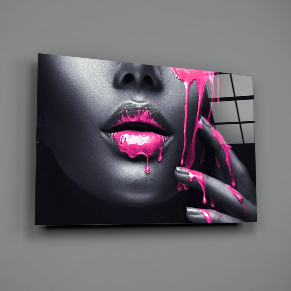 Pink Painted Woman UV Digital Painted Frameless Glass Wall Art or Decor - Art Gallery EU - 2