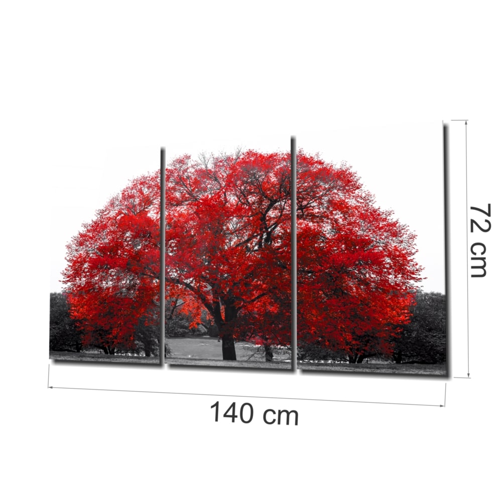 Red Tree UV Digital Painted Frameless Glass Wall Art or Decor - Art Gallery EU - 3