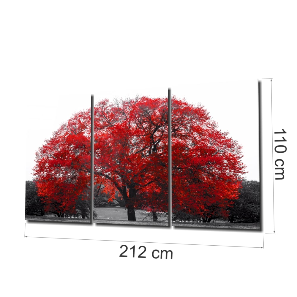 Red Tree UV Digital Painted Frameless Glass Wall Art or Decor - Art Gallery EU - 1