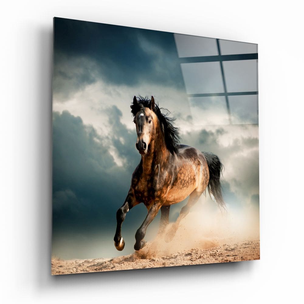 Running Horse UV Digital Painted Frameless Glass Wall Art or Decor - Art Gallery EU - 1