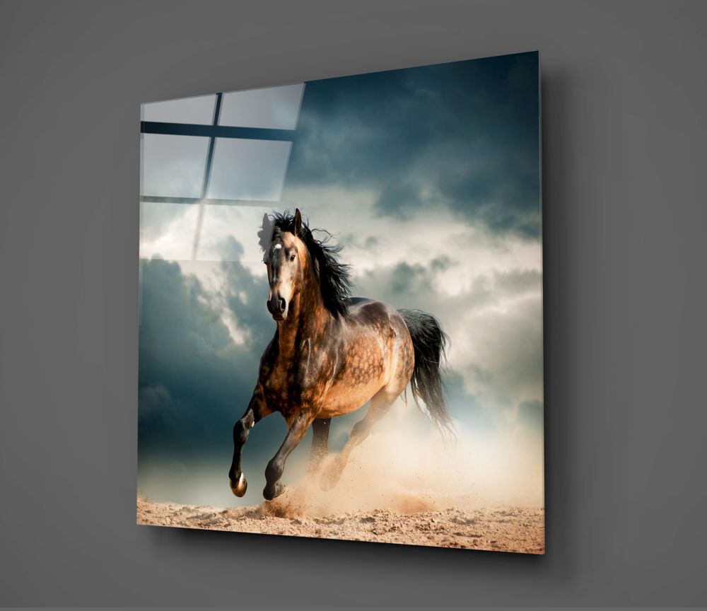 Running Horse UV Digital Painted Frameless Glass Wall Art or Decor - Art Gallery EU - 2