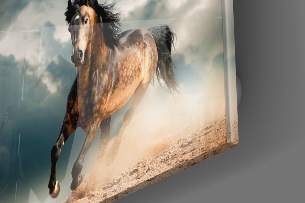 Running Horse UV Digital Painted Frameless Glass Wall Art or Decor - Art Gallery EU - 3