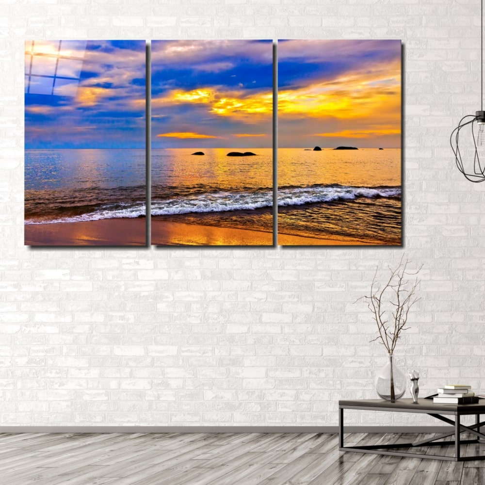 Sunset on the Beach UV Digital Painted Frameless Glass Wall Art or Decor - Art Gallery EU - 2