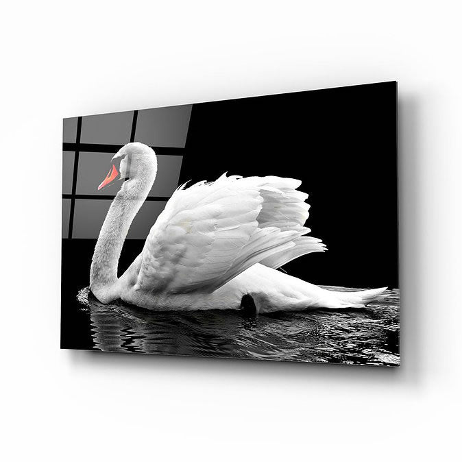 Swan UV Digital Painted Frameless Glass Wall Art or Decor - Art Gallery EU - 1