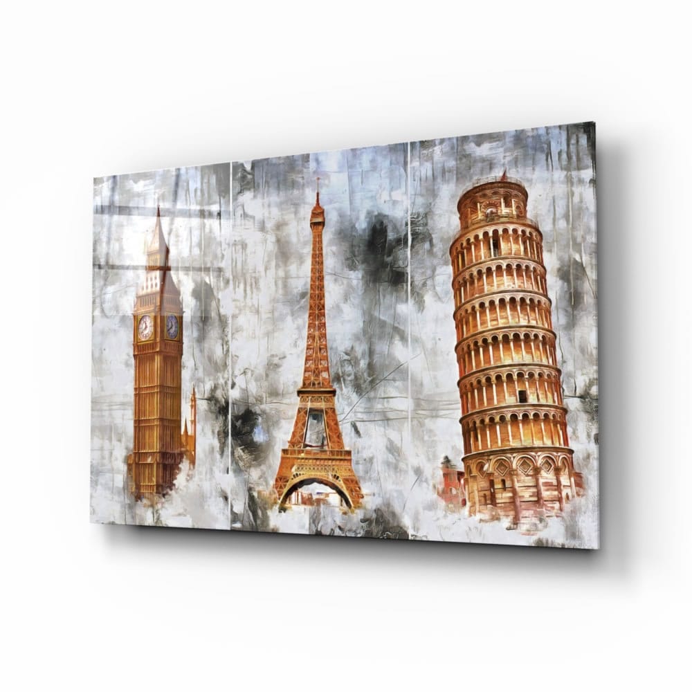 Towers Trio UV Digital Painted Frameless Glass Wall Art or Decor - Art Gallery EU - 1