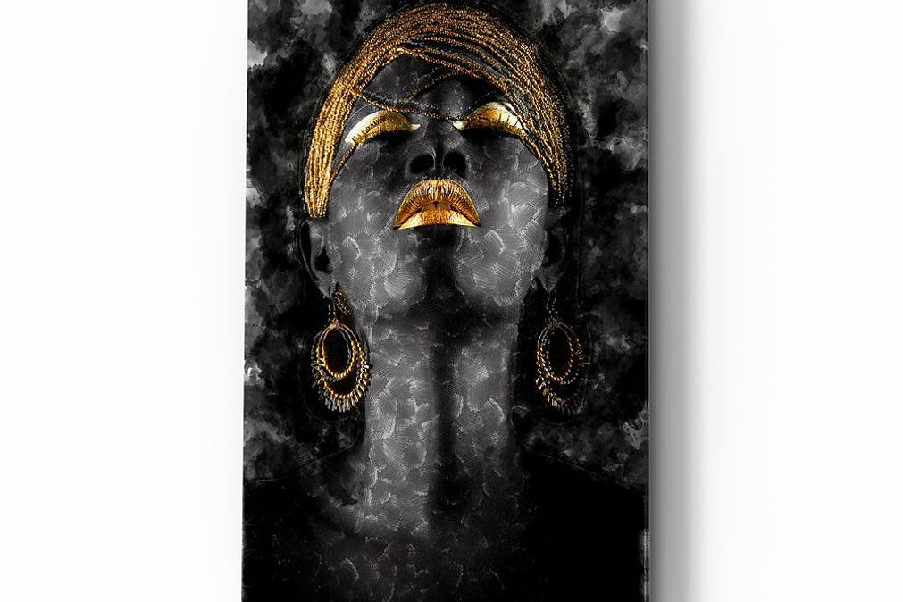 African Woman Glass Painting
