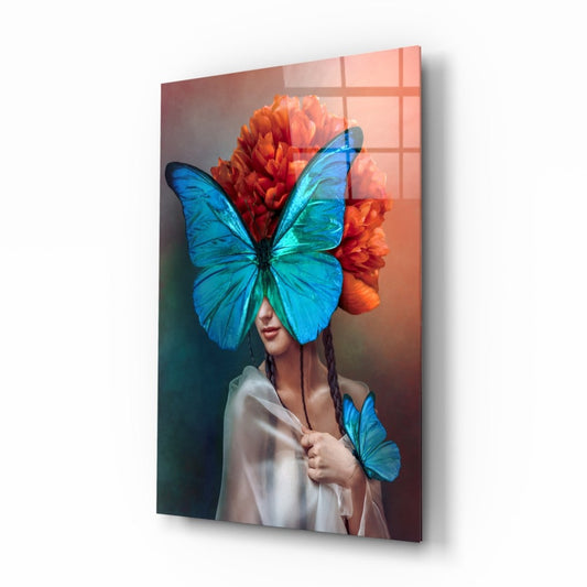 Butterfly Woman UV Digital Painted Frameless Glass Wall Art or Decor - Art Gallery EU - 3