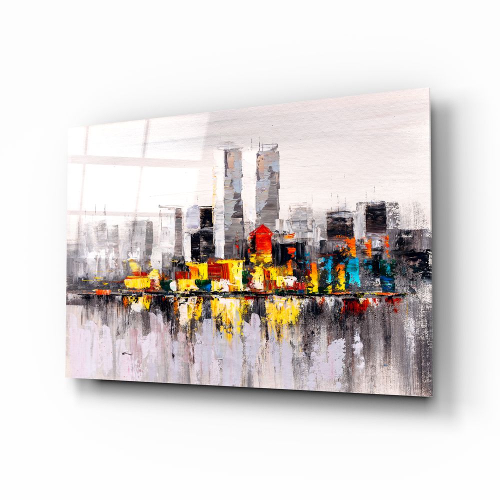 City Abstract Glass Painting