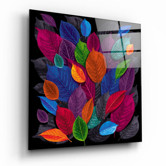 Colorful Leaves UV Digital Painted Frameless Glass Wall Art or Decor - Art Gallery EU - 3