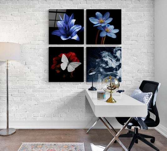 Flowers Quadro UV Digital Painted Frameless Glass Wall Art or Decor - Art Gallery EU - 1