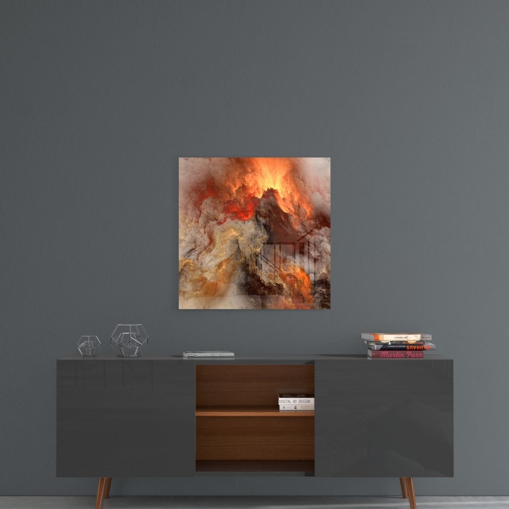 Golden Chaos Abstract UV Digital Painted Frameless Glass Wall Art or Decor - Art Gallery EU - 4