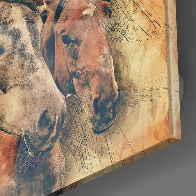 Horses UV Digital Painted Frameless Glass Wall Art or Decor - Art Gallery EU - 1