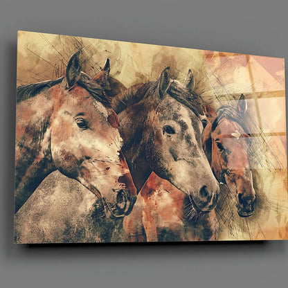 Horses UV Digital Painted Frameless Glass Wall Art or Decor - Art Gallery EU - 2