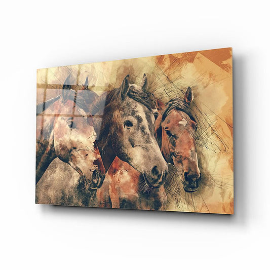Horses UV Digital Painted Frameless Glass Wall Art or Decor - Art Gallery EU - 4