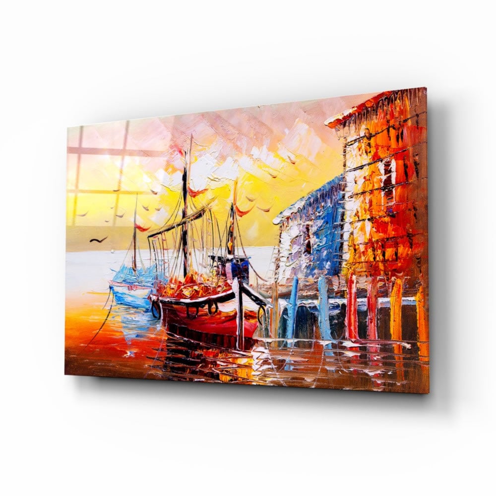 Illustration Ships UV Digital Painted Frameless Glass Wall Art or Decor - Art Gallery EU - 2