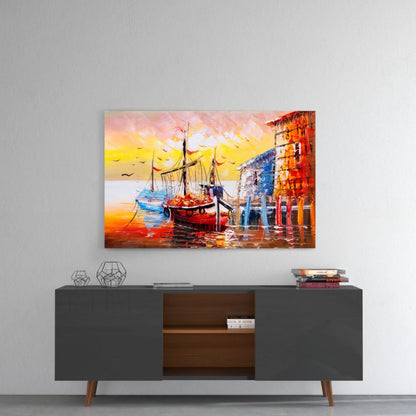 Illustration Ships UV Digital Painted Frameless Glass Wall Art or Decor - Art Gallery EU - 4