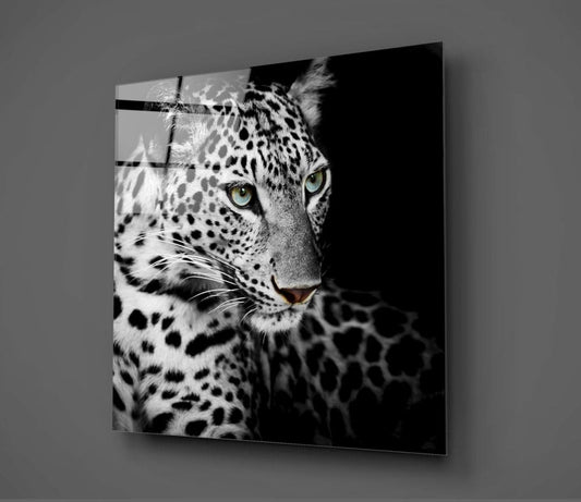 Leopard White UV Digital Painted Frameless Glass Wall Art or Decor - Art Gallery EU - 1