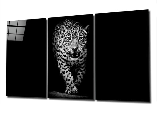 Leopard in the Dark UV Digital Painted Frameless Glass Wall Art or Decor - Art Gallery EU - 2