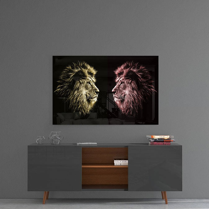 Lion UV Digital Painted Frameless Glass Wall Art or Decor - Art Gallery EU - 1