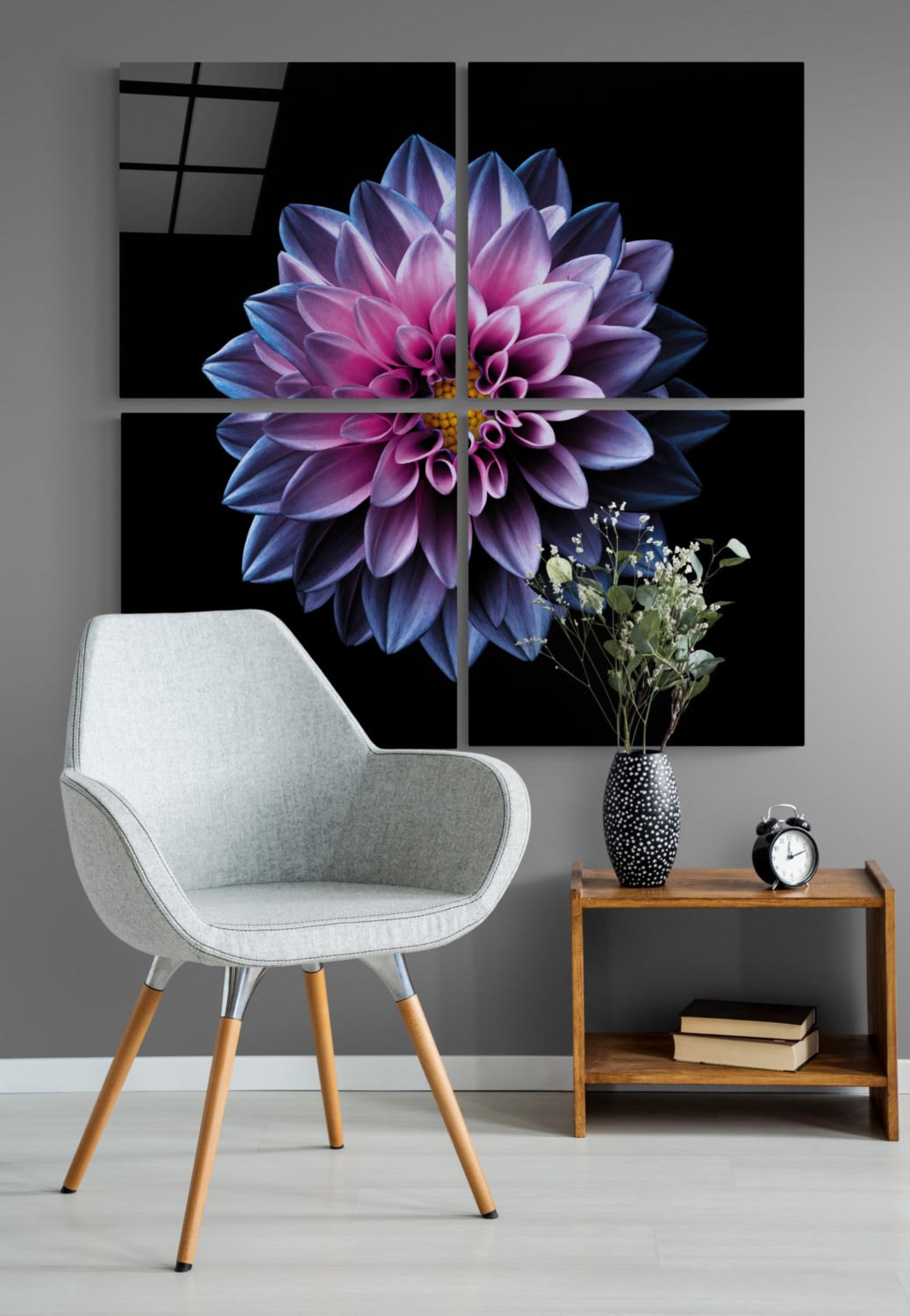 Purple Flowers Quadro UV Digital Painted Frameless Glass Wall Art or Decor - Art Gallery EU - 2