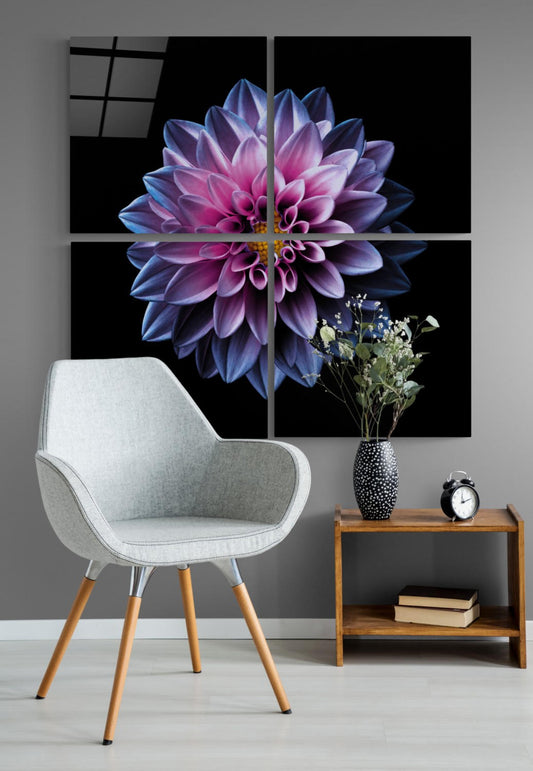 Purple Flowers Quadro UV Digital Painted Frameless Glass Wall Art or Decor - Art Gallery EU - 2