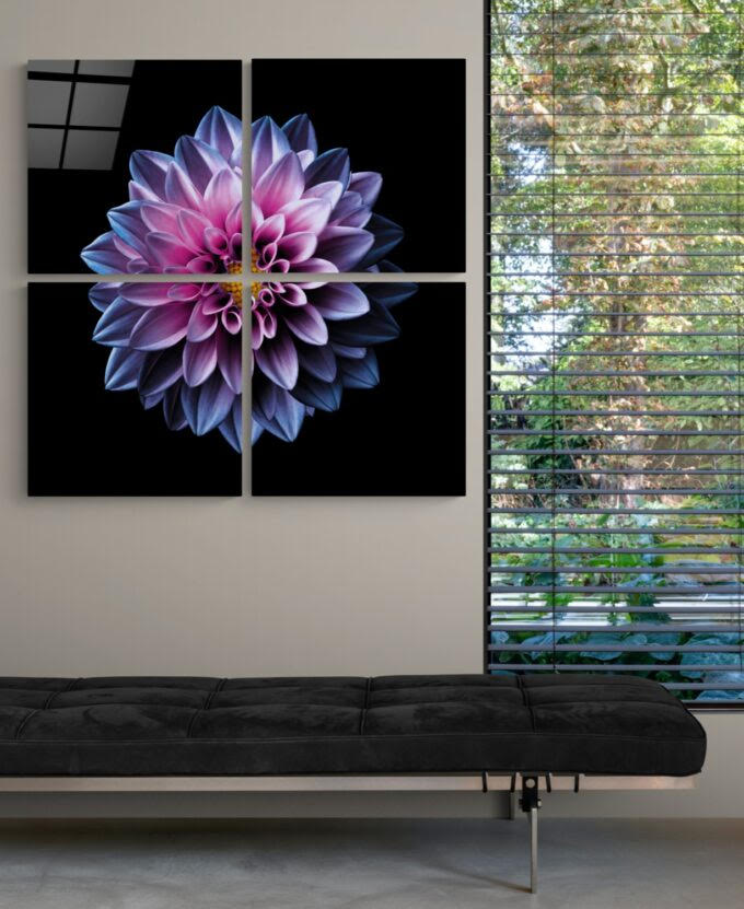 Purple Flowers Quadro UV Digital Painted Frameless Glass Wall Art or Decor - Art Gallery EU - 3