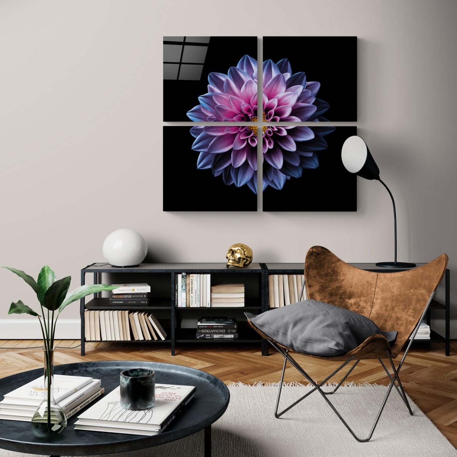 Purple Flowers Quadro UV Digital Painted Frameless Glass Wall Art or Decor - Art Gallery EU - 4