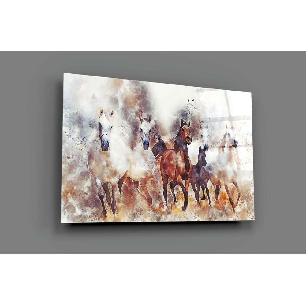 Running Horses UV Digital Painted Frameless Glass Wall Art or Decor - Art Gallery EU - 1