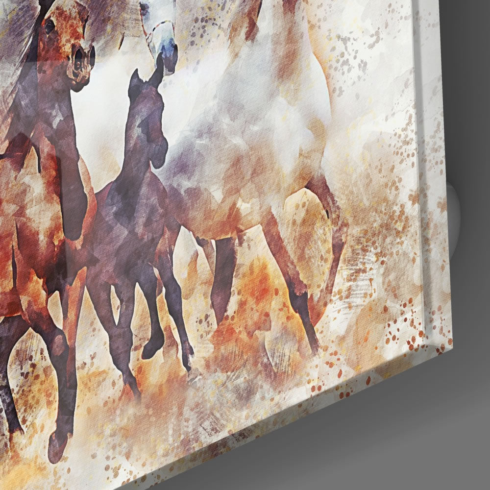 Running Horses UV Digital Painted Frameless Glass Wall Art or Decor - Art Gallery EU - 2