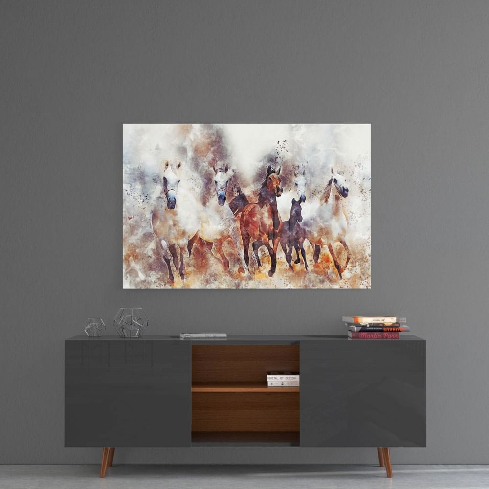 Running Horses UV Digital Painted Frameless Glass Wall Art or Decor - Art Gallery EU - 3