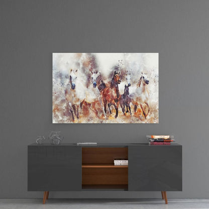 Running Horses UV Digital Painted Frameless Glass Wall Art or Decor - Art Gallery EU - 3