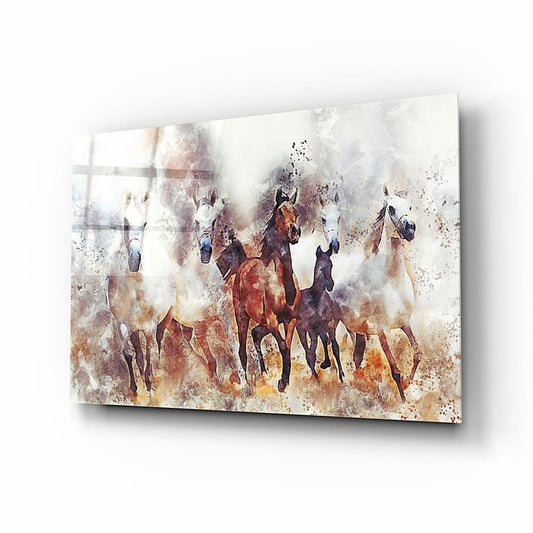 Running Horses UV Digital Painted Frameless Glass Wall Art or Decor - Art Gallery EU - 4