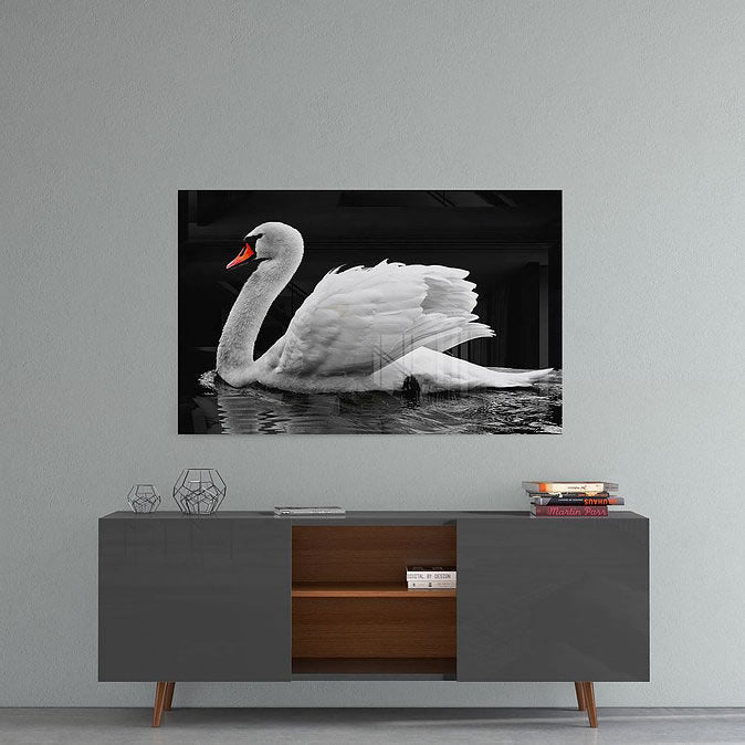 Swan UV Digital Painted Frameless Glass Wall Art or Decor - Art Gallery EU - 3
