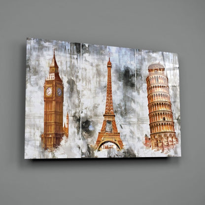 Towers Trio UV Digital Painted Frameless Glass Wall Art or Decor - Art Gallery EU - 2
