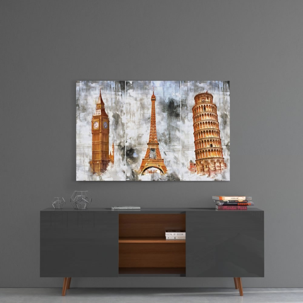 Towers Trio UV Digital Painted Frameless Glass Wall Art or Decor - Art Gallery EU - 4