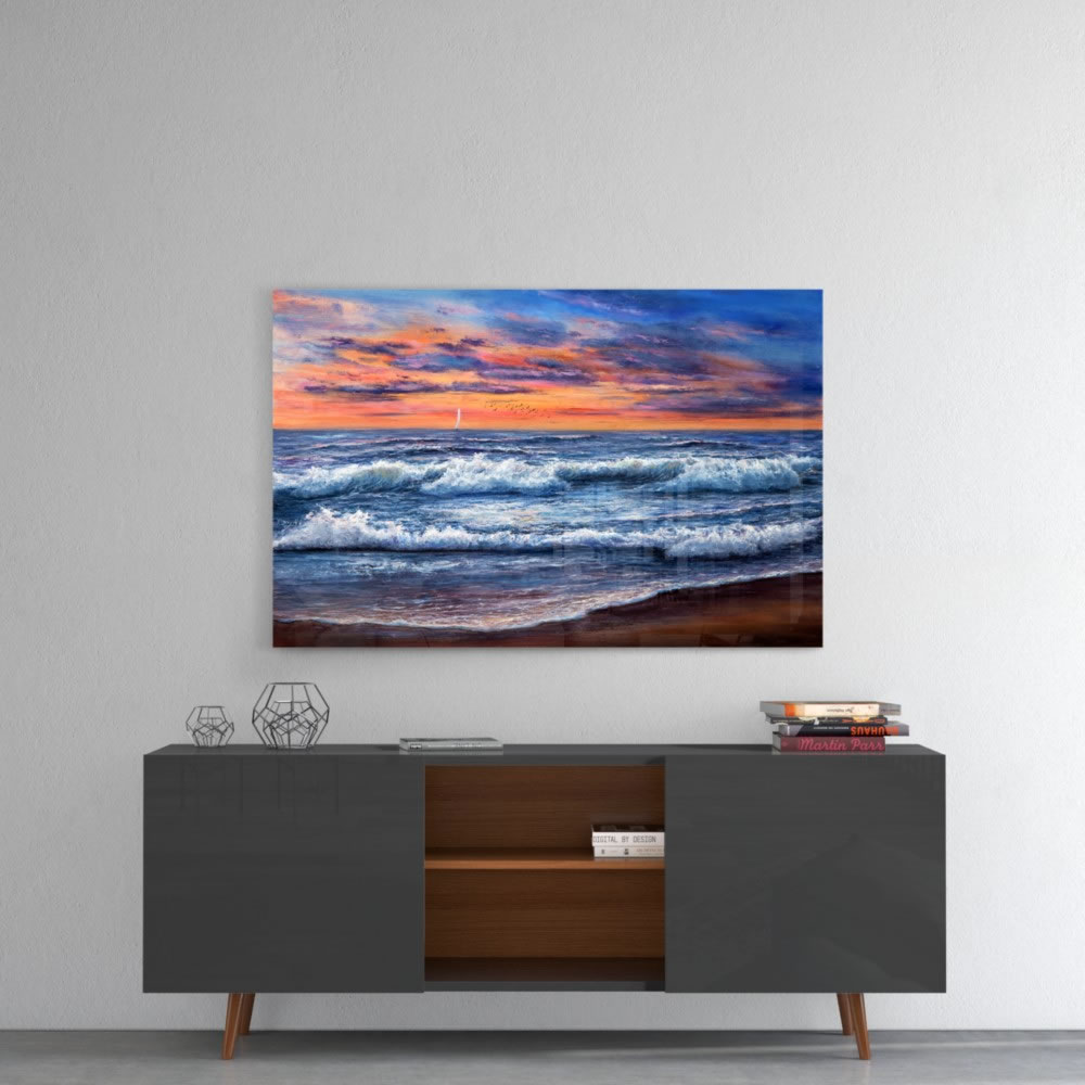 Waves UV Digital Painted Frameless Glass Wall Art or Decor - Art Gallery EU - 4